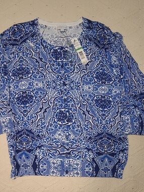 Joseph A. Paisley Print Blue Women's Sweater Size L